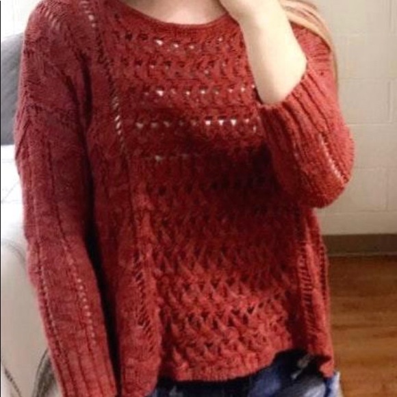 American Eagle | Crew Neck | Crochet Sweater, Rust - Picture 4 of 4